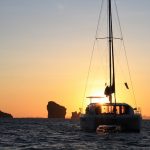 catamaran cruise bij Zonsondergang op Aruba